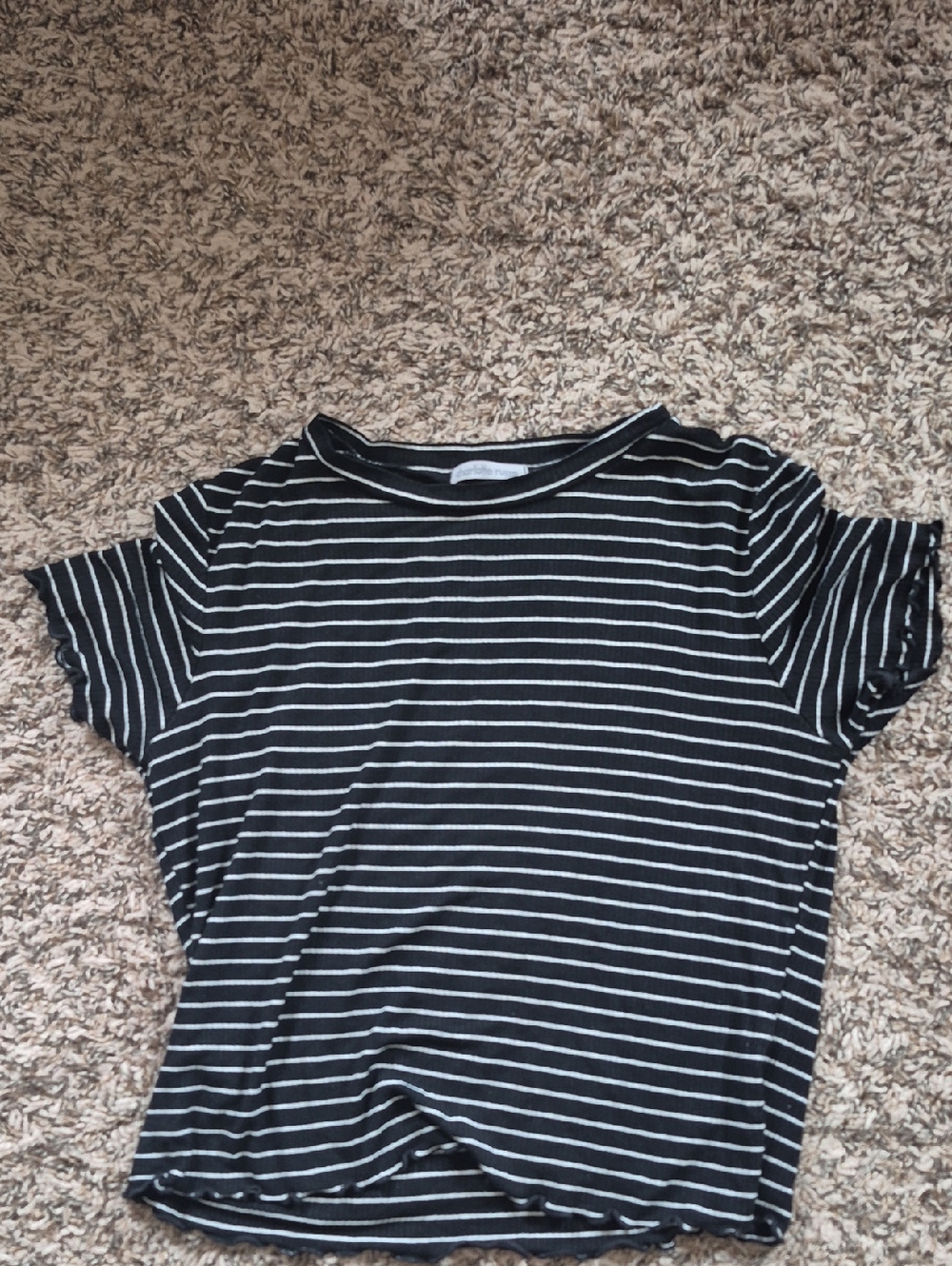 Charlotte Russe Black and White Striped Short Sleeve Tee